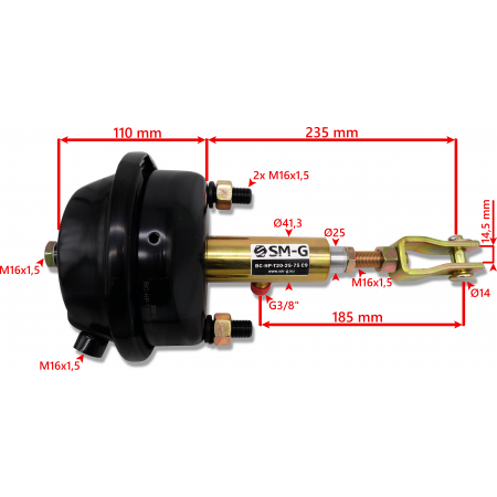 Siłownik hydrauliczno pneumatyczny 20-25 + mocowanie